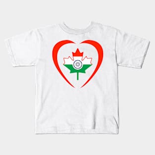 Canadian Indian Multinational Patriot Flag (Heart) Kids T-Shirt